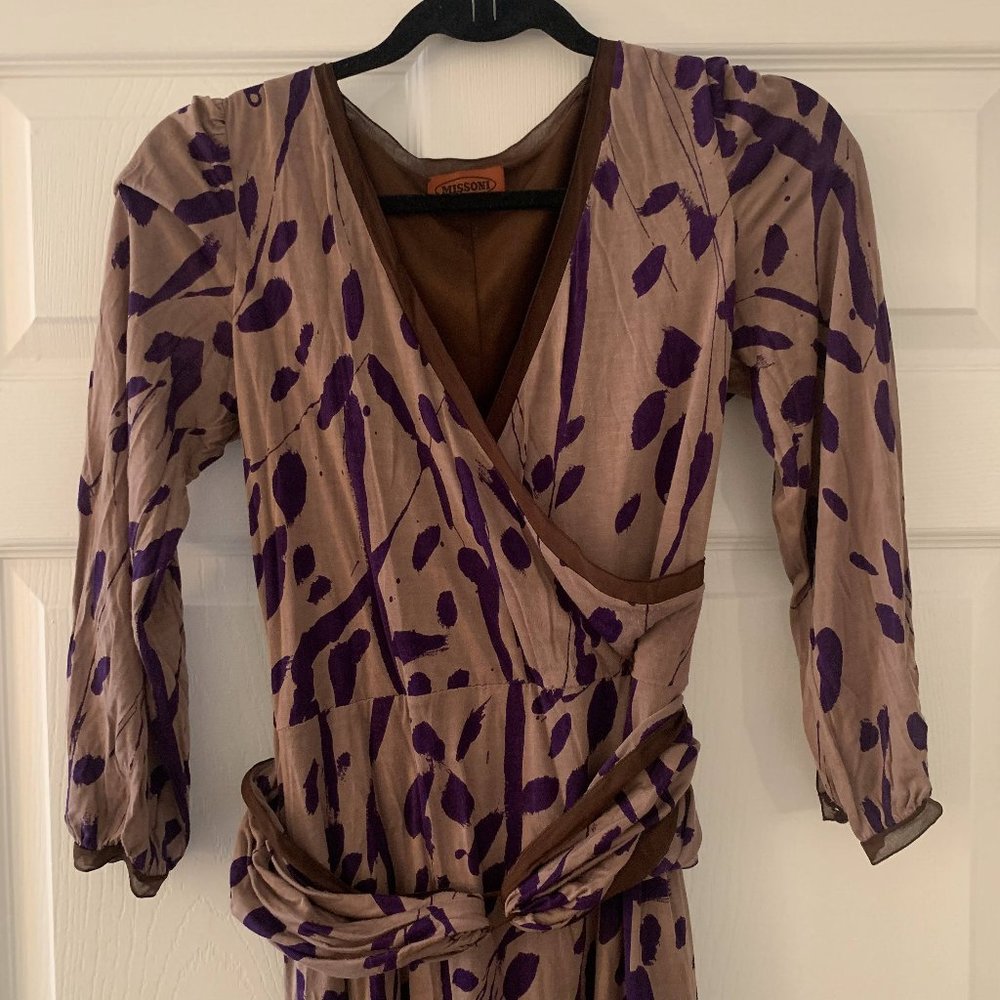 Missoni Mauve Brown Purple Patterned Dress Size 40